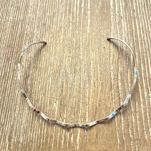 Silver tone omega necklace